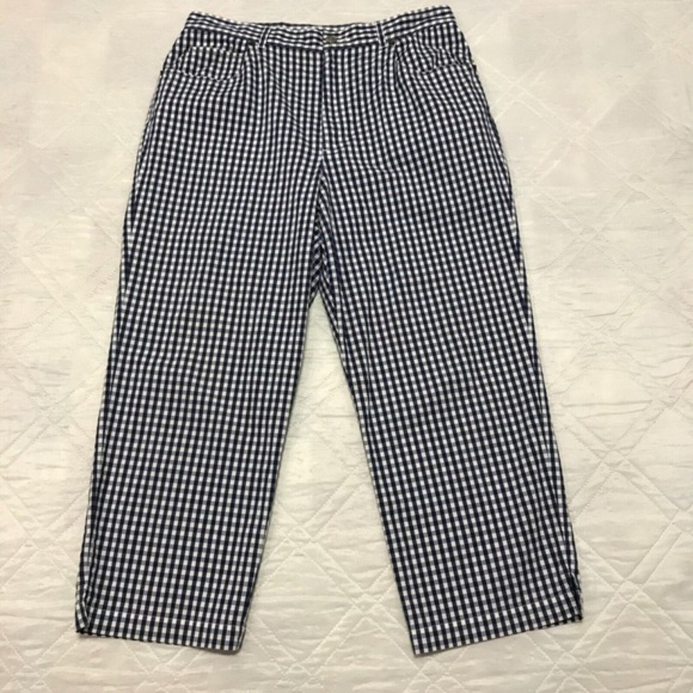 Evan Picone blue checkered stretch pants size 12
